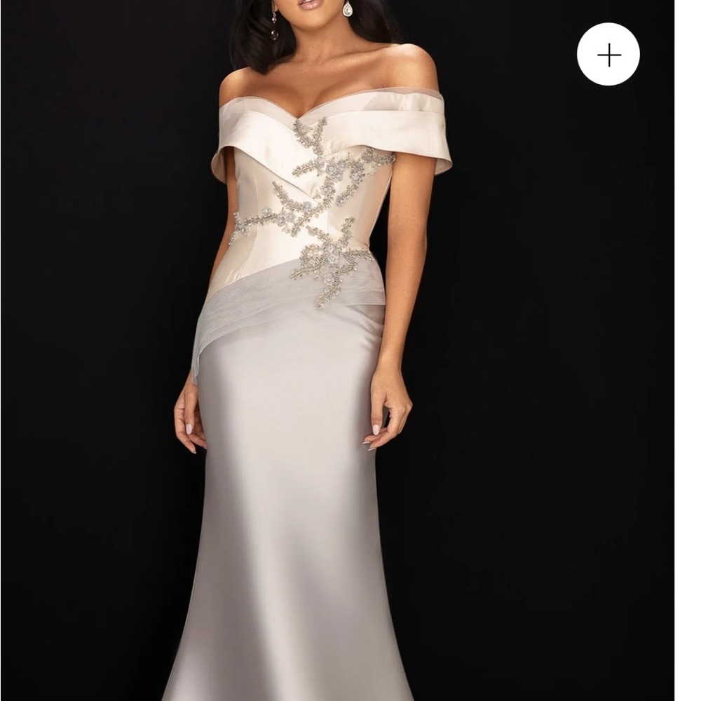 Silver Off-Shoulder Sweetheart Wedding Guest Gown
